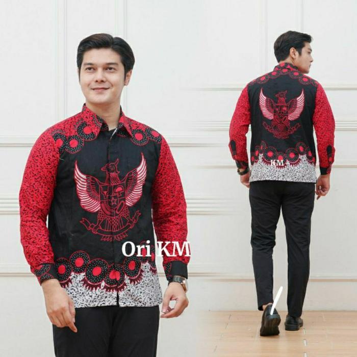 TERBARU Batik Garuda PANCASILA Kemeja Batik Pria Premium Slimfit Katun GARUDA Batik