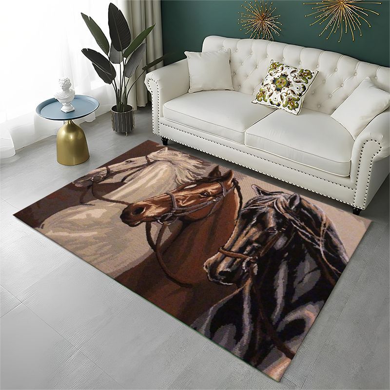 3D Tikir Tanah 3D RUG Kuda Liar Pentium Steed Area Luas Karpet Anti Selip Karpet Tahan Lama untuk Ka