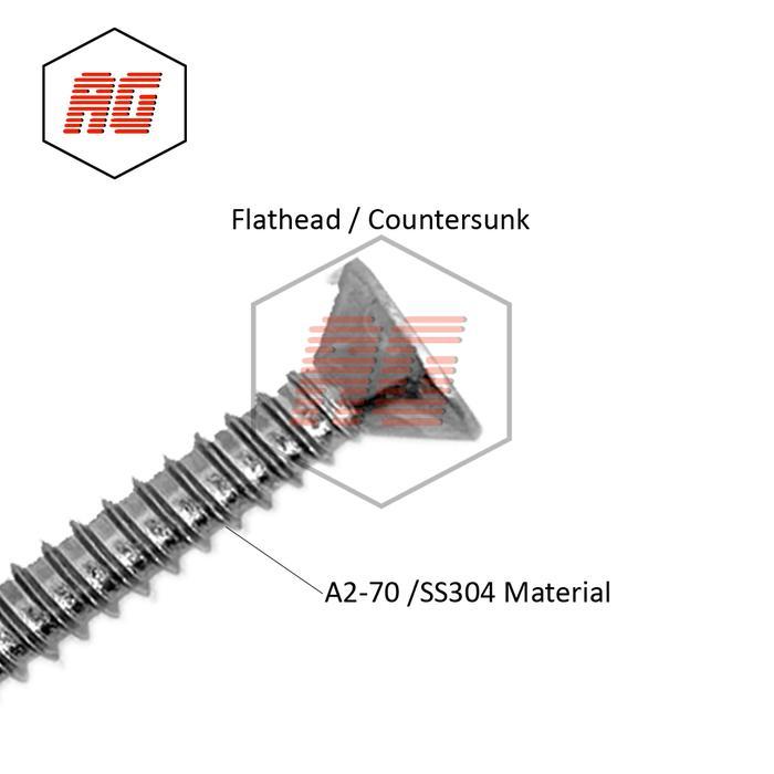 Skrup Tapping FH (Flat Head) Stainless Steel 6 X 3/4