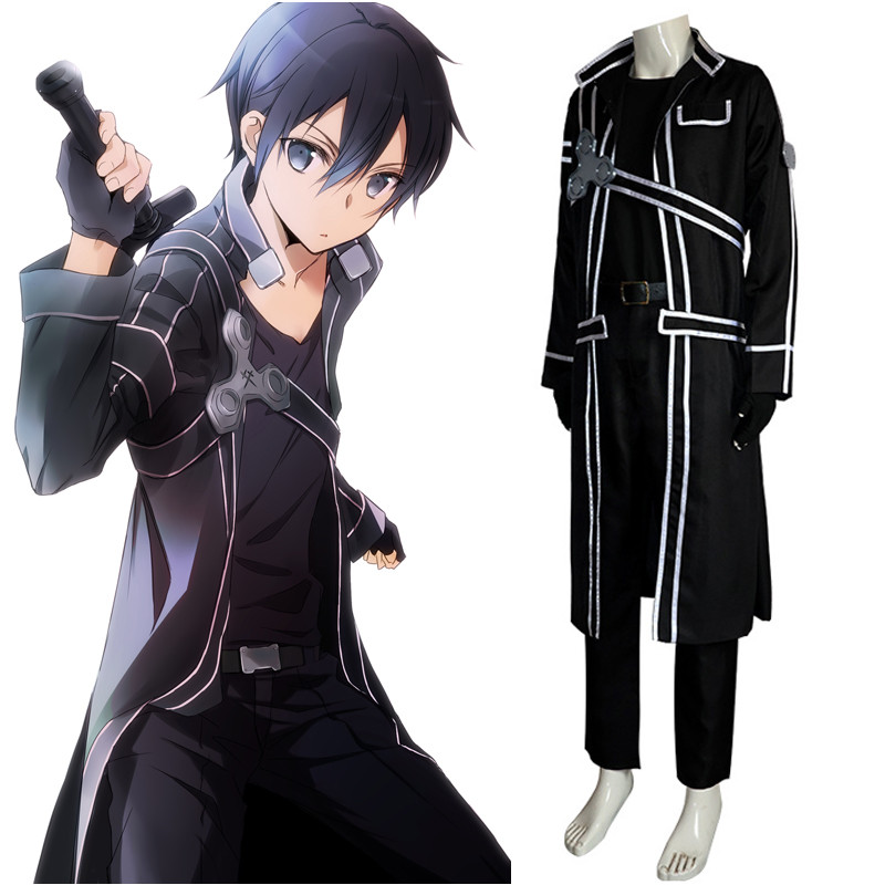 Anime Sword Cos Kirito Kazuto Kirigaya Cosplay Costume Art Online Jacket Shirt Pants Hallowen Party