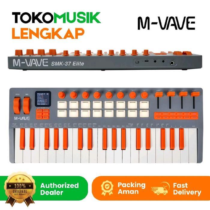 M-VAVE SMK-37 Elite MIDI Keyboard - 37 Key Portable Controller with Built-in Synthesizer & RGB Pads,