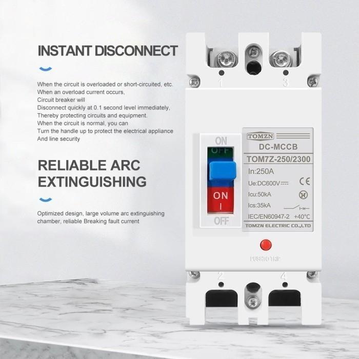 Mccb 2P Dc 600V Dc Perlindungan Kelebihan Beban Pemutus Sirkuit Pv