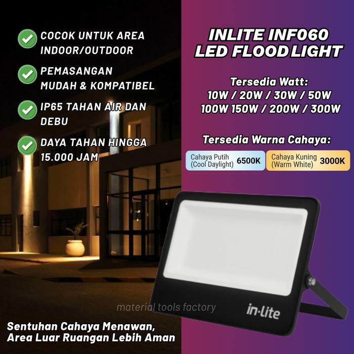 new Lampu Sorot Taman In-Lite 50 Watt - Lampu flood light inlite INF030