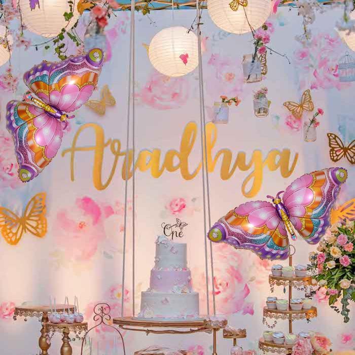 3D Balon Foil Kupu-kupu Besar Yang Lucu Balon Warna Pink Balon Macaron Untuk Perlengkapan Dekorasi