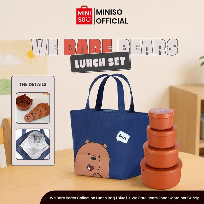 DISKON [BACK TO SCHOOL] MINISO WE BARE BEARS COLLECTION LUNCH BAG TAS BEKAL + WE BARE BEARS FOOD