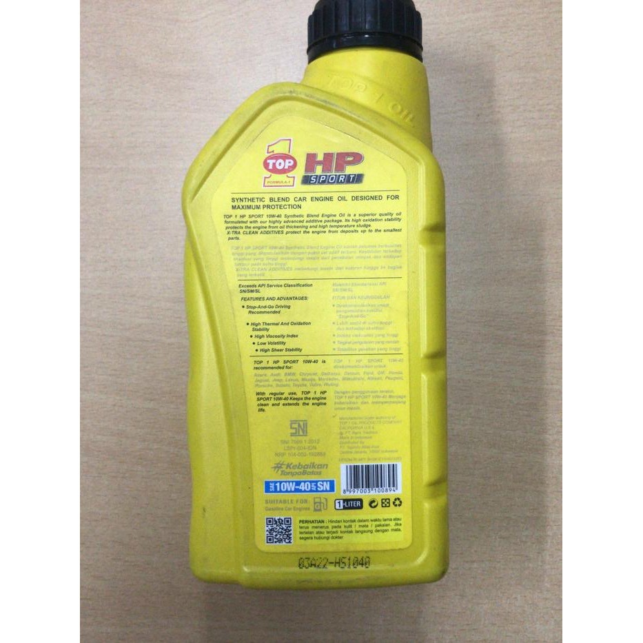 oli mesin top 1 smo hp sport 10w-40 10w40 1 liter - 68168 -