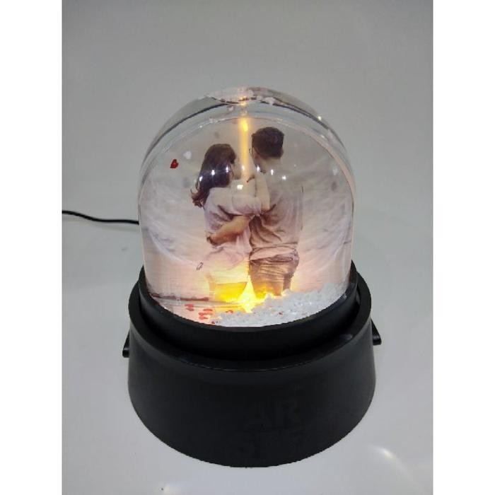 Lampu Tidur Bola Kristal Snowball Custom 2 foto bisa menyala berputar keren kado pacar kado teman