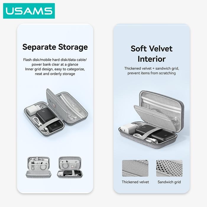 djip- Usams Zb290 Portable Storage Bag Tas Powerbank Charger Kabel