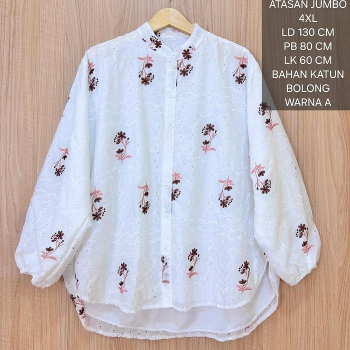 Atasan Jumbo Ld 130 Cm Model Bordir Bahan Katun Bolong Kekinian - Sienna Blouse