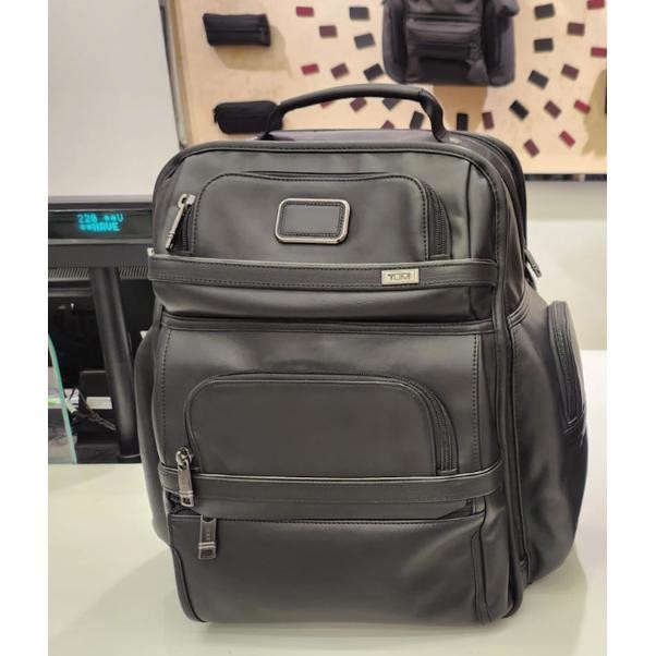 SIAPKIRIM TUMI Alpha 3 Brief Pack Bag Leather - Tas Ransel - Black READY STOCK