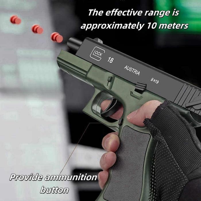 abmg- Pistol Mainan Blowback Shel Ejject Otomatis Tanpa Kokang Pistol Mainan Otomatis Glock