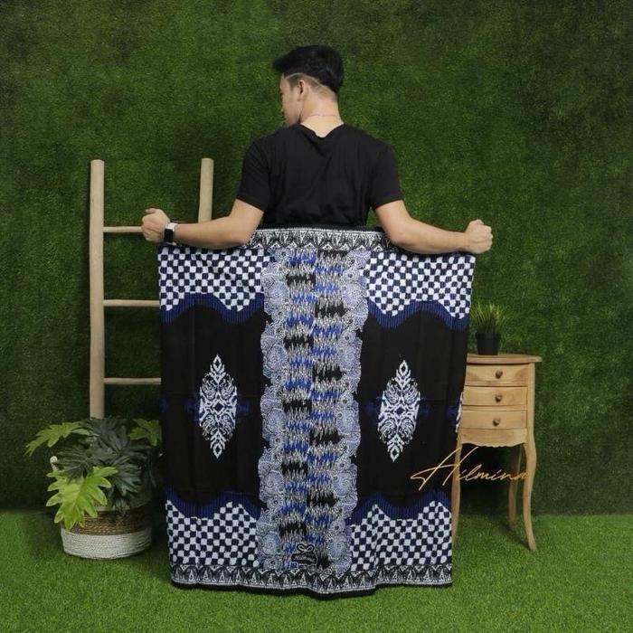 Sarung Katun Dewasa Motif Batik Putih Al Hubeib Terbaru Nyaman Tebal - Pekalongan, Hitam, Pria Siap