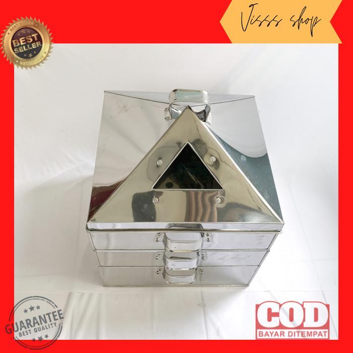 Klakat Susun Stainless Kukusan Kotak Persegi Dimsum Bolu Kukus