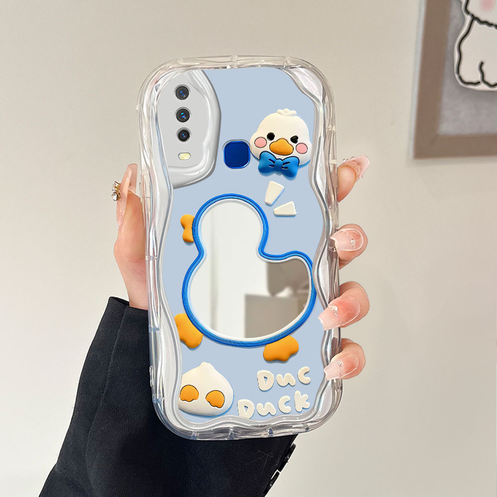 Casing Hp Untuk VIVO Y12 Y15 Y17 1902 Cermin Softcase Case Phone Kesing Mirror Cute Duck 5535 JZ