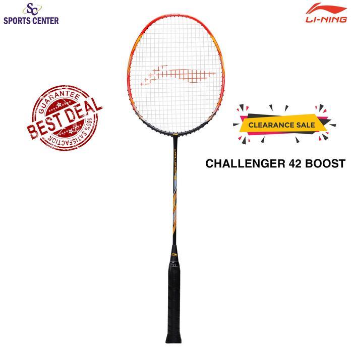 Clear Sale Raket Badminton Lining Challenger 42 Boost Black Red