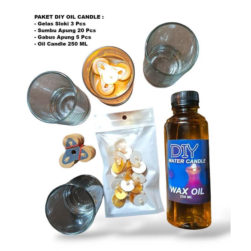 Sale Paket Lengkap Lilin Apung Minyak Pelita Aneka Warna Dekorasi Penerangan Candle Gelas