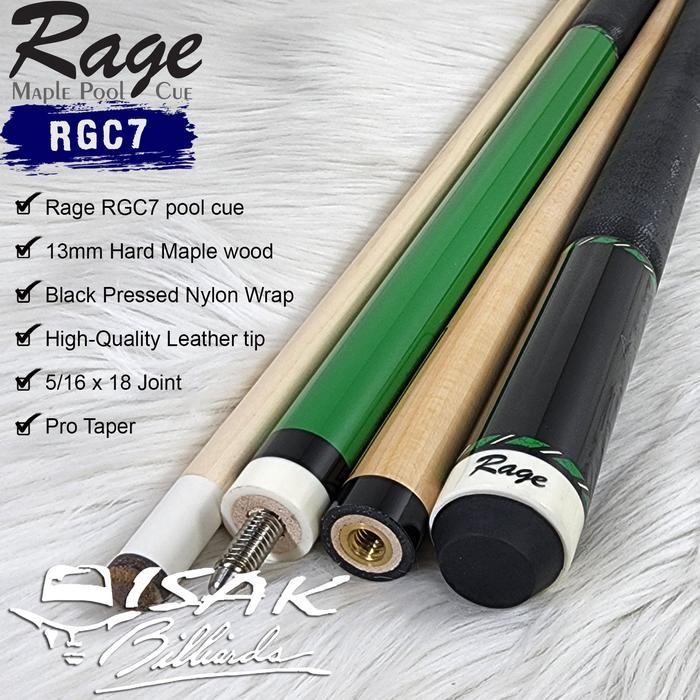 Rage RGC7 Pool Cue - 13 mm Maple Billiard Stick Stik Biliar Players