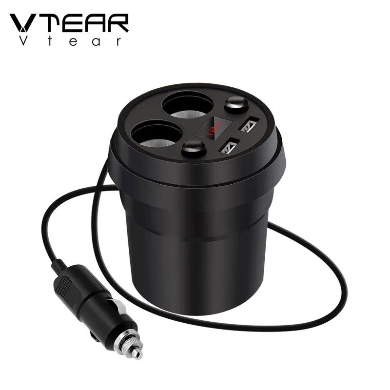 Vtear Universal Car Charger Multi Function Cigarette Lighter 12V Led Display Mobile Phone Cup