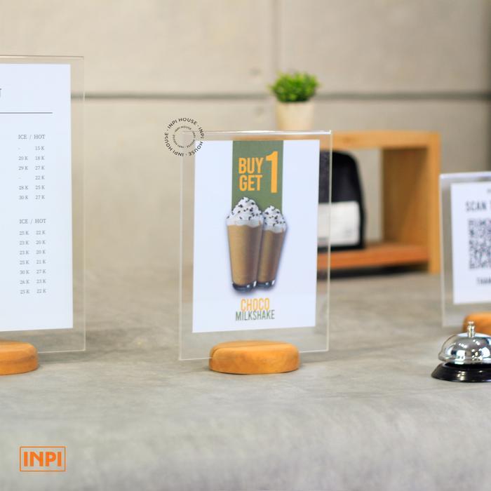Stand Menu Holder Qr Code Kayu + Akrilik Area Front Desk - Inpi House