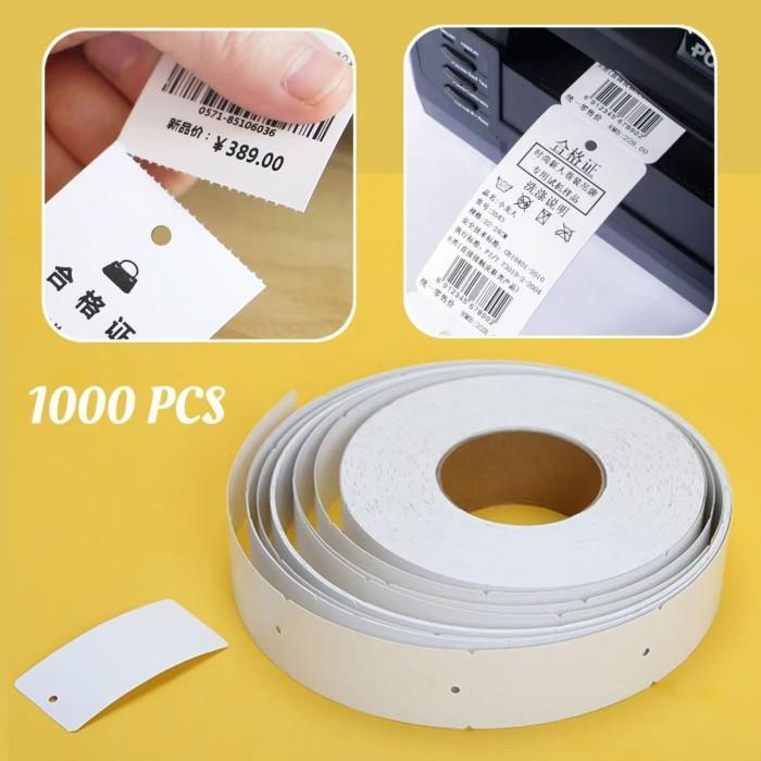 1000pcs Label Karton Hang Tag Printable Hangtag Label Baju Tag Baju Label Roll Merek Baju Label