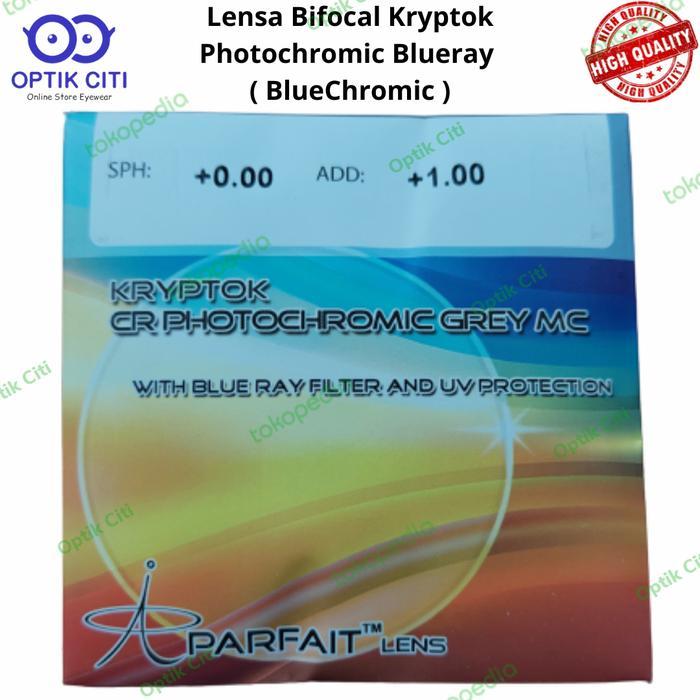 Lensa Kacamata Bifocal Kryptok Photochromic Blueray BlueChromic 1.56 Original