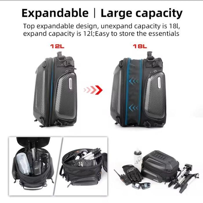 Rhinowalk Riding Bag Tas Belakang 12-18L Waterproof Rear Back Motorcycle Tools Mtr4001