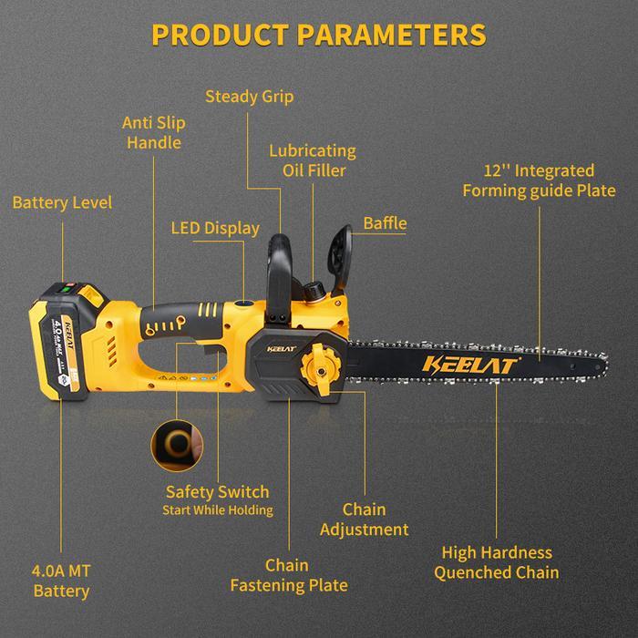 META KEELAT Cordless Chainsaw Gergaji Mesin Lithium Gergaji Rantai Elektrik Portable Genggam Lithium