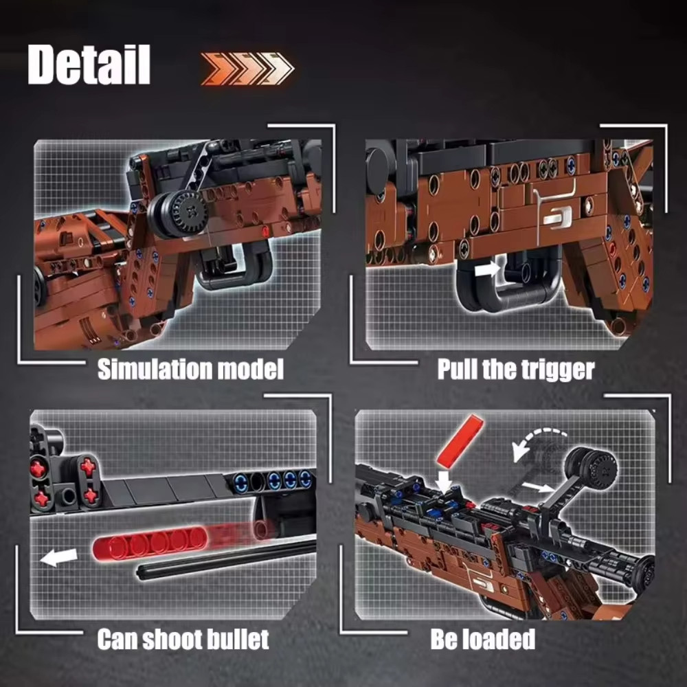 City Technical Police Military Toy Gun Sniper Rifle Building Blocks 98K Assault Rifle Assembly Brick