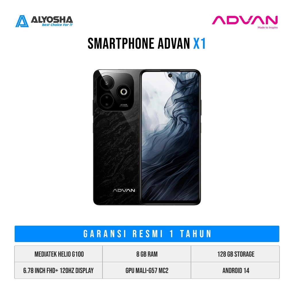 HP Smartphone Advan X1 | MTK Helio G100 | 8GB+8GB RAM | 128GB Storage | 6.78" FHD+ | Android 14