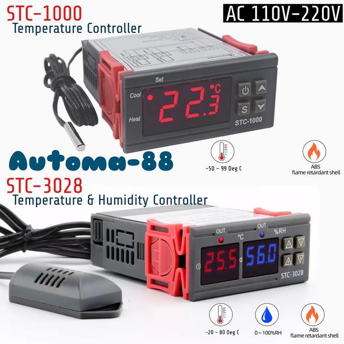 Thermostat Hygrostat Digital STC-1000 STC-3028 Atur suhu kelembaban
