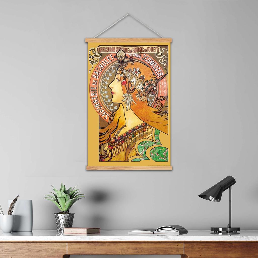 mucha Framed Wall Painting Canvas Art Poster and Wall Art, Modern Family, Bedroom Decor,
