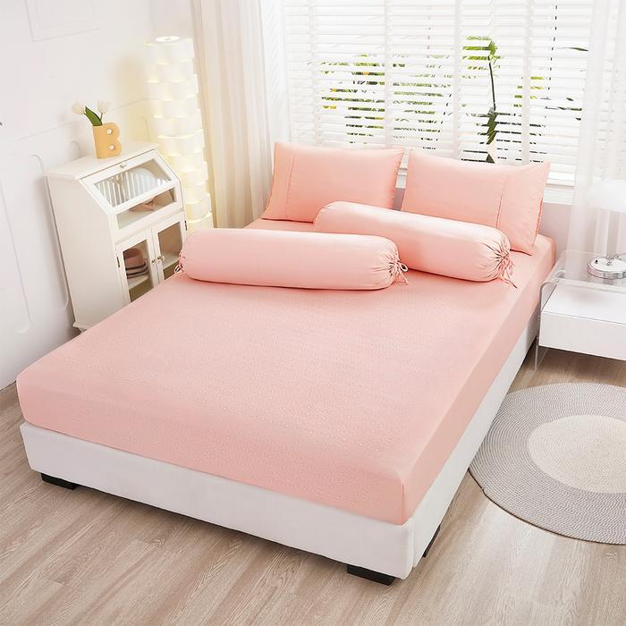Informa Set Seprai Microfiber Emboss - Pink Sprei Polos Seprai Aesthetic Seprei King Sheet Set Bed