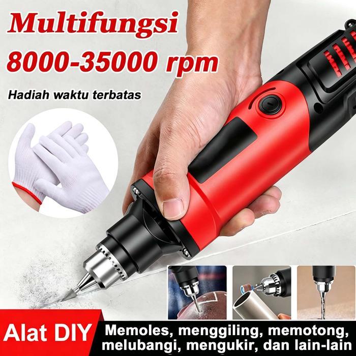 Bosce Gerinda Mini Bor Mini Listrik Set Lengkap 6 Kecepatan Bor Ukir Grafir Alat Ukir Mesin