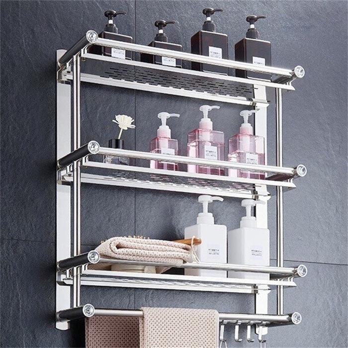 Ikea - Rak Kamar Mandi Stainless Rak Serbaguna Gantung Rak Handuk Rak Kamar Mandi Dinding Rak Bumbu