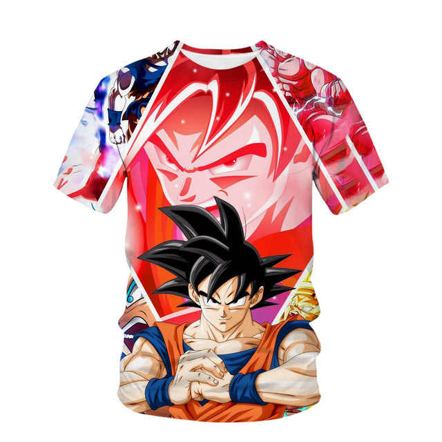Anime Dragon Ball Monkey King Kaus Anak-anak Gambar 3D Kaus Kasual Mode Musim Panas Atasan Kaus Anak