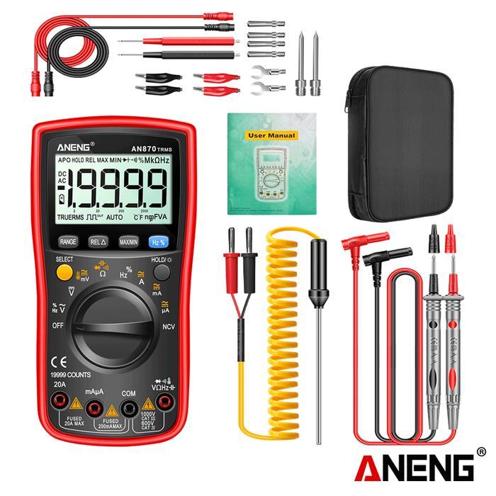 (Paket A) Aneng AN870 Pro Smart Multimeter Digital Profesional 19999 Counts AC Voltage Tester