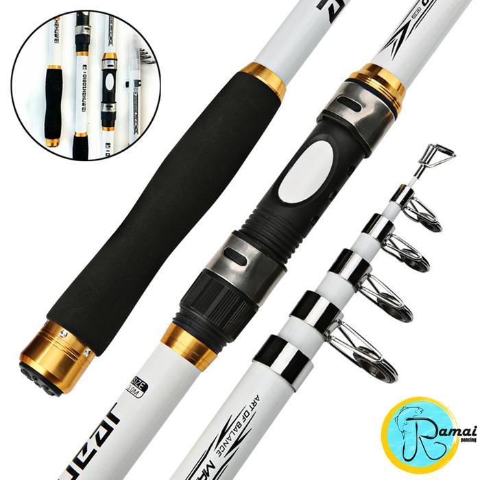 Daido Fishing - Joran Pancing Telescopic Ghotda Fishing Rod Pole Carbon Fiber Putih