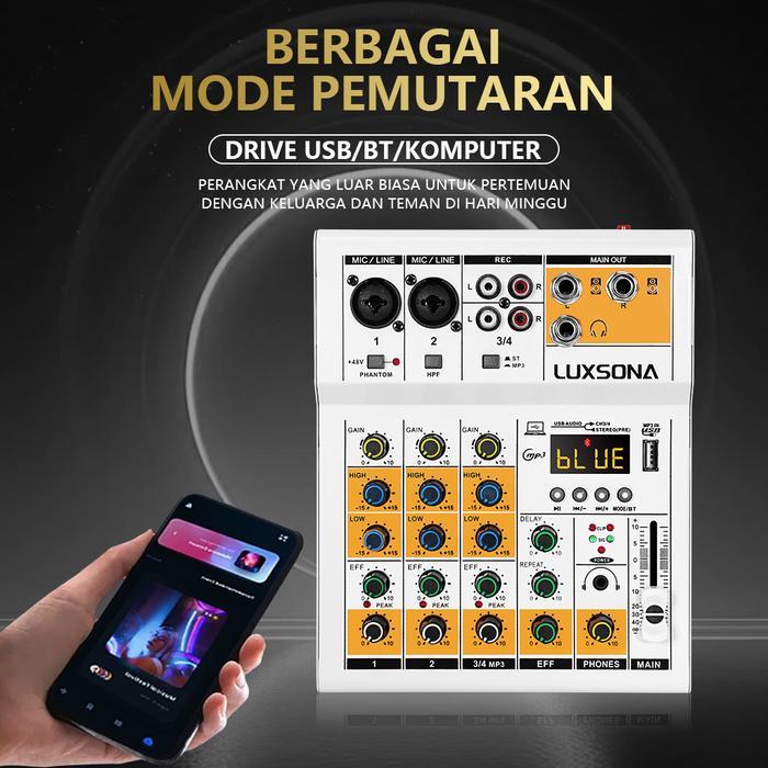 Flash Sale Luxsona Mixer Reverb 4-Channel/Mixer Mini Profesional/Mixer Audio Murah/Misker Bluetooth
