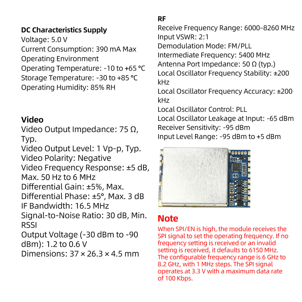 RX8200 RX8500 ANALOG VIDEO TRANSMISSION RF RECEIVER MODULE WIRELESS FPV HIGH SENSITIVITY CLEAR