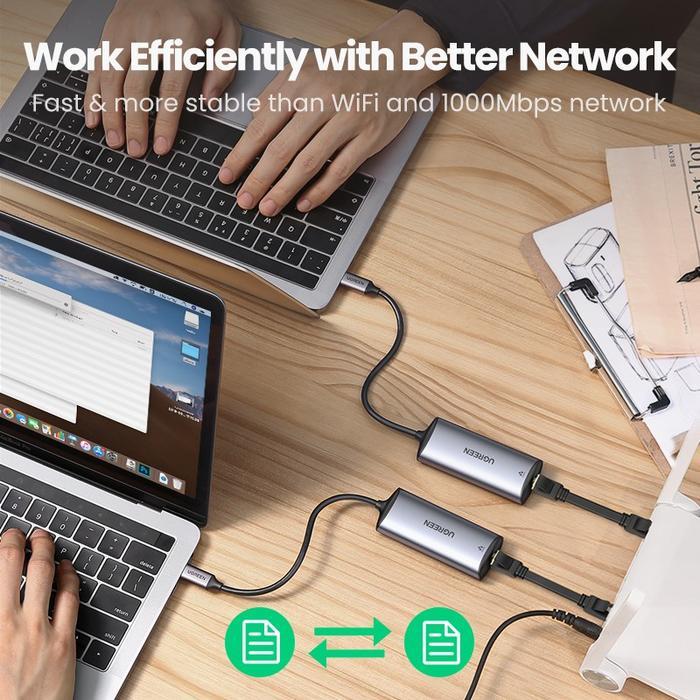 UGREEN ADAPTER LAN USB TYPE C TO RJ45 GIGABIT ETHERNET UP TO 2500MBPS FOR MACBOOK AIR PRO ASUS