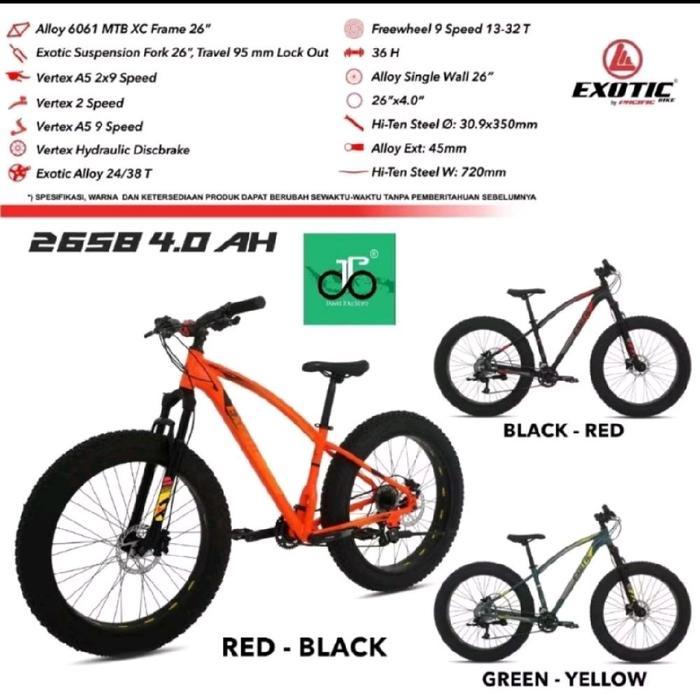Sepeda MTB Fatbike 26" Exotic 2658 4.0 AH HD (Ban Besar) ET 2658 4.0 AH HD