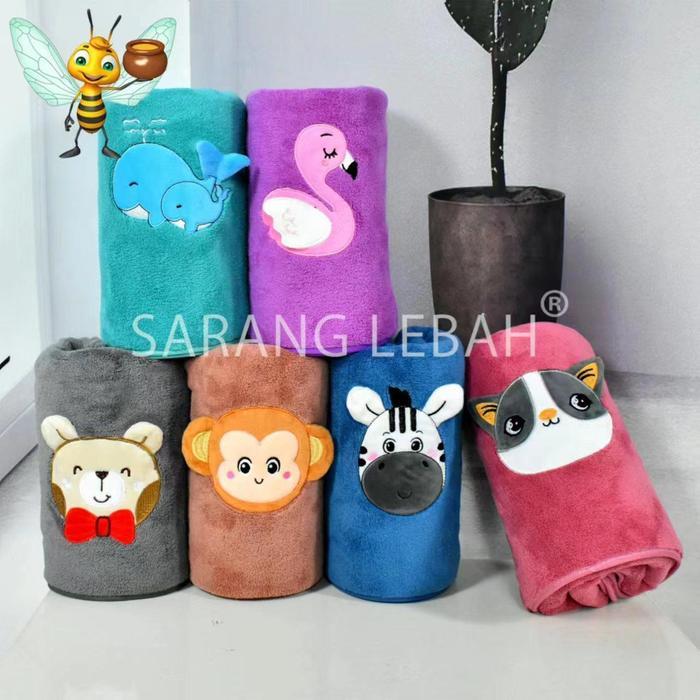 JH Handuk Microfiber Uk 60x120 Animal Kuping Timbul Sarang Lebah Bayi Kain