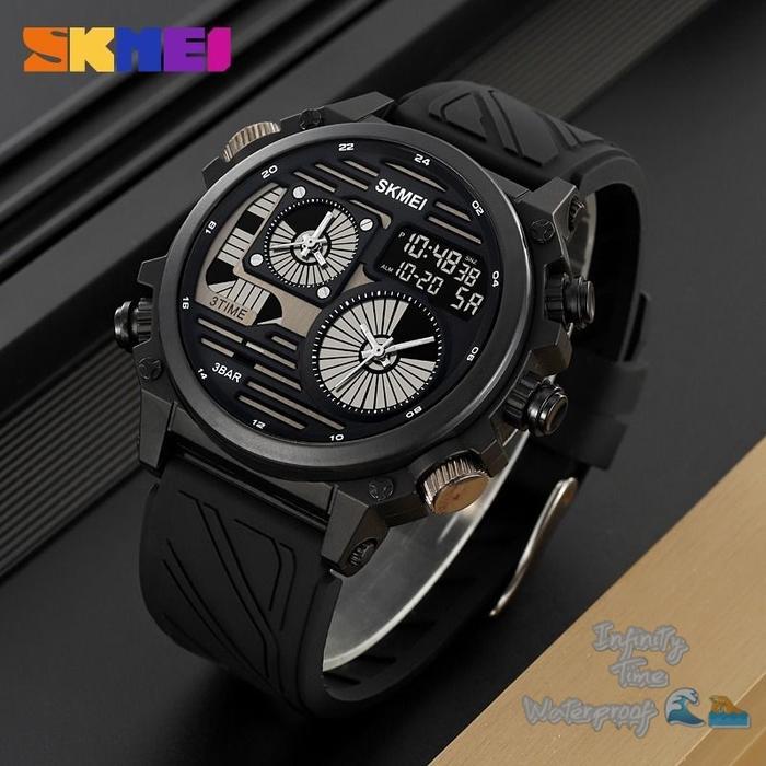 TERBARU Jam Tangan Skmei 2202 Cowok Analog Digital Strap Rubber Strap Nylon Kualitas Original
