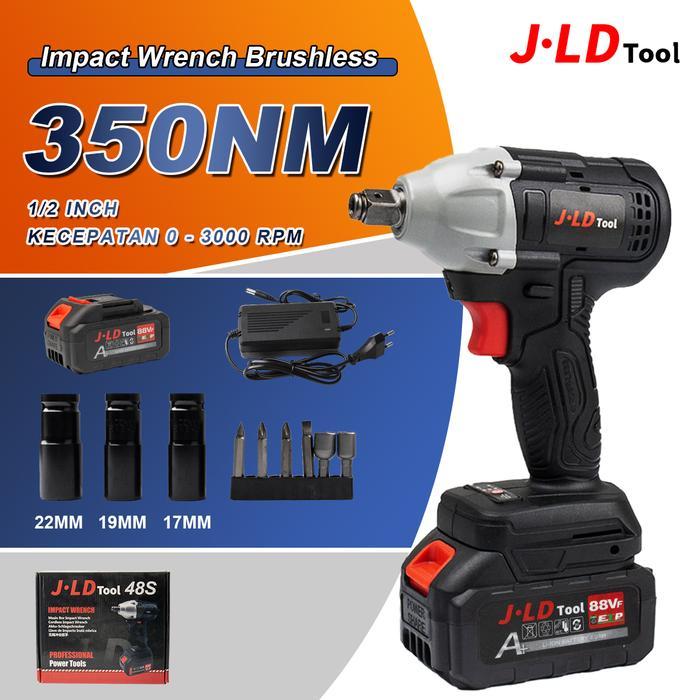 JLD IMPACT WRENCH BRUSHLESS 350NM BOR IMPACT BATERAI MESIN BOR BATERAI 88VF IMPACT JLD 350 NM 200