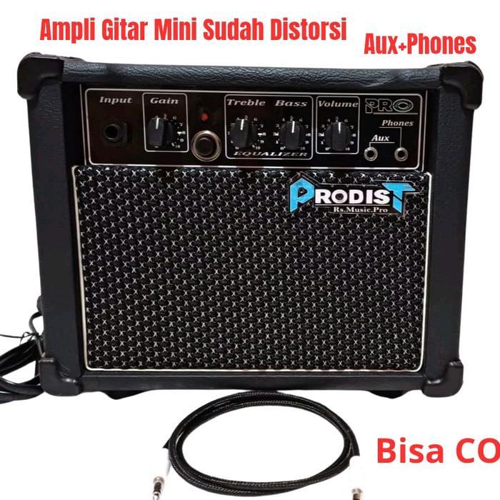 Amplifier Gitar Listrik -Ampli Gitar Mini 4 Inch Sudah Distorsi Aux+Phones