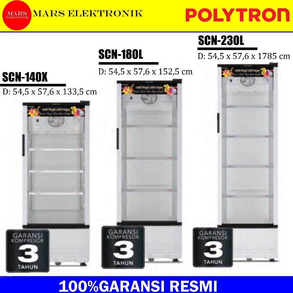 SHOWCASE POLYTRON SCN-140X / SCN-180L / SCN-230L - KULKAS PENDINGIN MINUMAN - SCN 140 X / SCN 180 L 