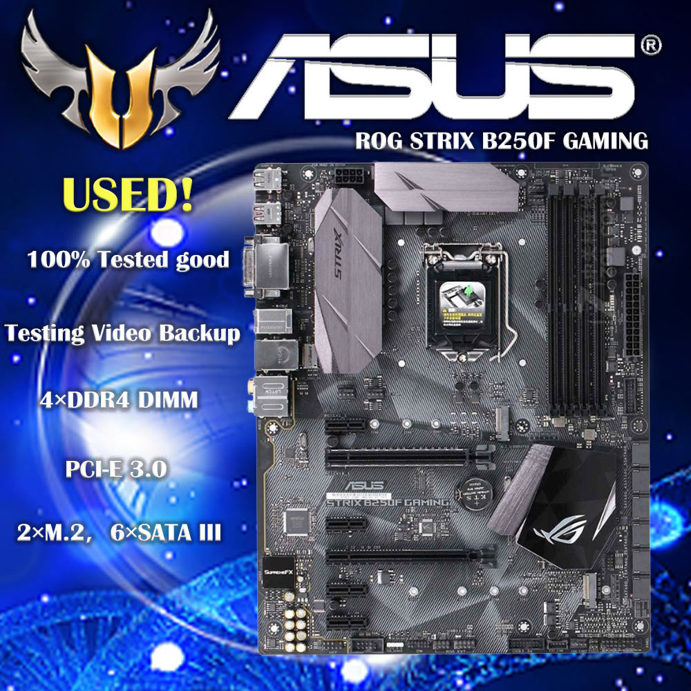 Used Asus ROG STRIX B250F GAMING Desktop Motherboard Socket LGA 1151 DDR4 B250 3 USB3.0