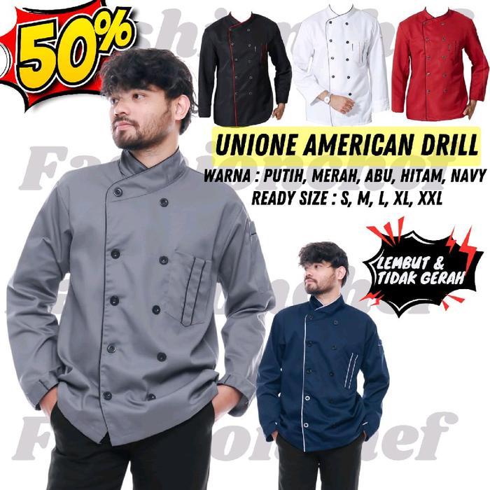 SIAPKIRIM Baju Jaket Koki Chef Pria Wanita - Weaack Safety Panjang Kerja Hitam READY STOCK