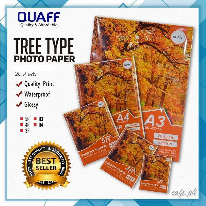 SALE QUAFF Kertas Foto Glossy Dengan Stempel Belakang 3R4R5RUkuran A3 /A4 230gsm 180gsm (20