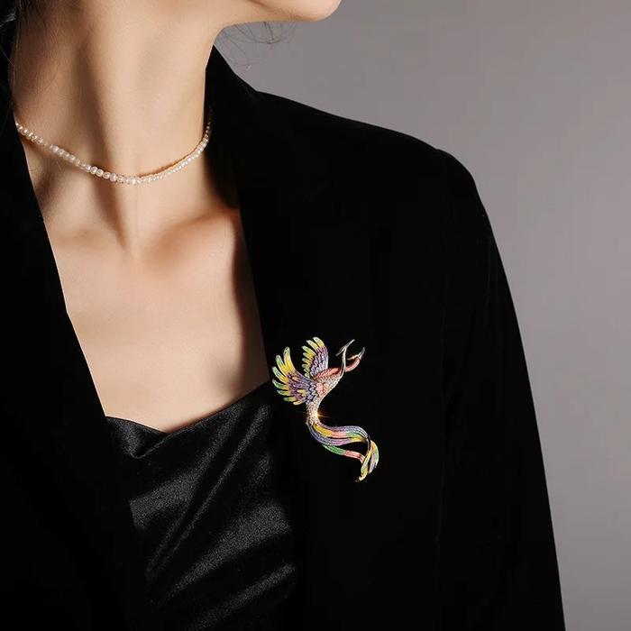 Pin Jas Wanita Gaya Korea Bross Phoenix Warna Bros Burung Phoenix Pin Blazer Bros Jas Wanita